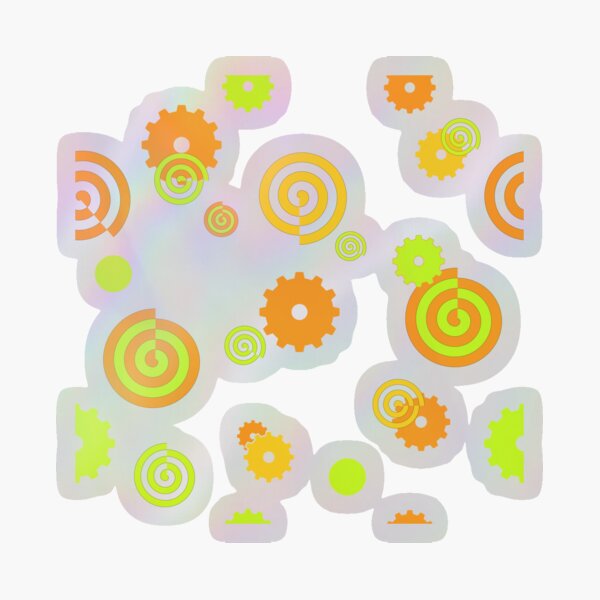 Item preview, Spring design in green and orange – spirals and gears reinterpreted designed and sold by kunstunddesign.