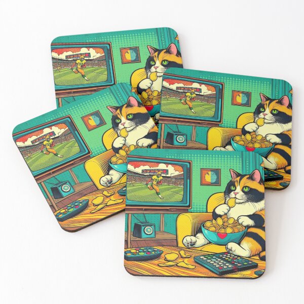 Item preview, cute fat cat old tv watching designed and sold by Dogandesighn.