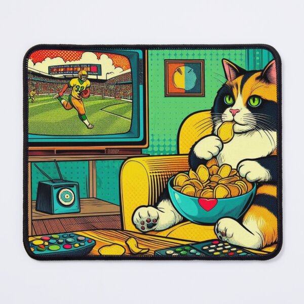 Item preview, cute fat cat old tv watching designed and sold by Dogandesighn.