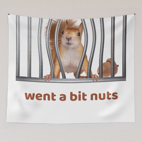 Item preview, went a bit nuts — squirrel behind bars busting out designed and sold by VeryADHD.