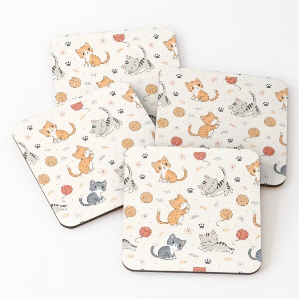 Item preview, Playful Cats with Yarn Pattern – Cute Knitting Cat Lover Design designed and sold by ThatBBStore.