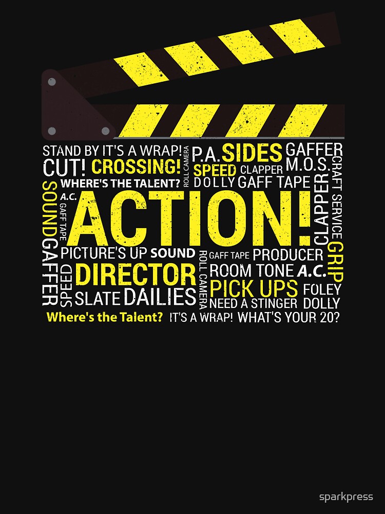 Thumbnail 7 of 7, Classic T-Shirt, Filmmaker Film Student Director Cinematographer Film Crew Clapper designed and sold by sparkpress.