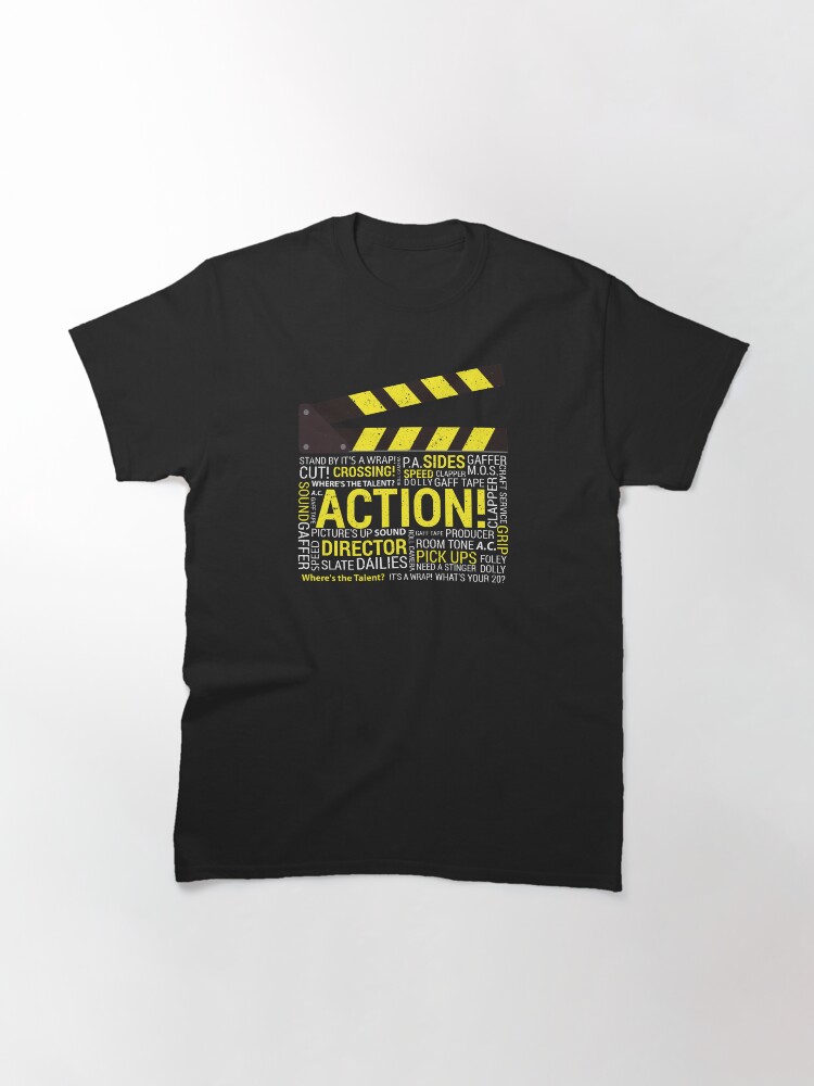 Thumbnail 3 of 7, Classic T-Shirt, Filmmaker Film Student Director Cinematographer Film Crew Clapper designed and sold by sparkpress.