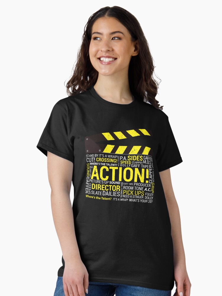 Thumbnail 1 of 7, Classic T-Shirt, Filmmaker Film Student Director Cinematographer Film Crew Clapper designed and sold by sparkpress.