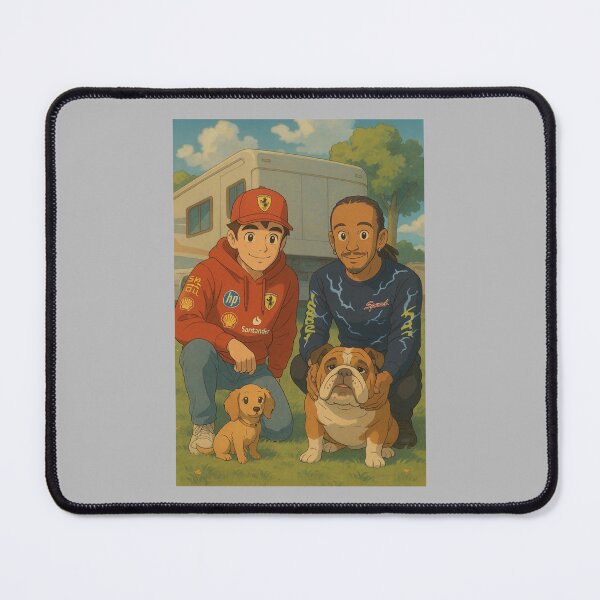 Item preview, Family photo: Lewis Hamilton, Roscoe Hamilton, Charles Leclerc and Léo Leclerc designed and sold by myideal-shop.