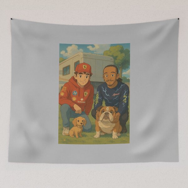 Item preview, Family photo: Lewis Hamilton, Roscoe Hamilton, Charles Leclerc and Léo Leclerc designed and sold by myideal-shop.