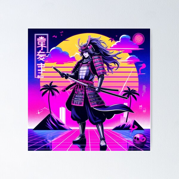 Artikel-Vorschau von Vaporwave Samurai | Neon-Anime-Retro-Ästhetik-Design, designt und verkauft von The VBM Sto!.