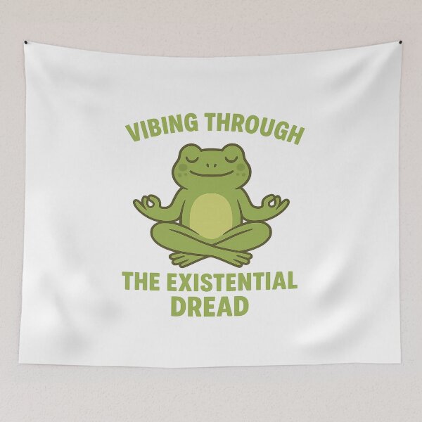 Item preview, Funny Frog  – “Vibing Through the Existential Dread” – Chill Anxiety Frog Design designed and sold by Chaaaaud.