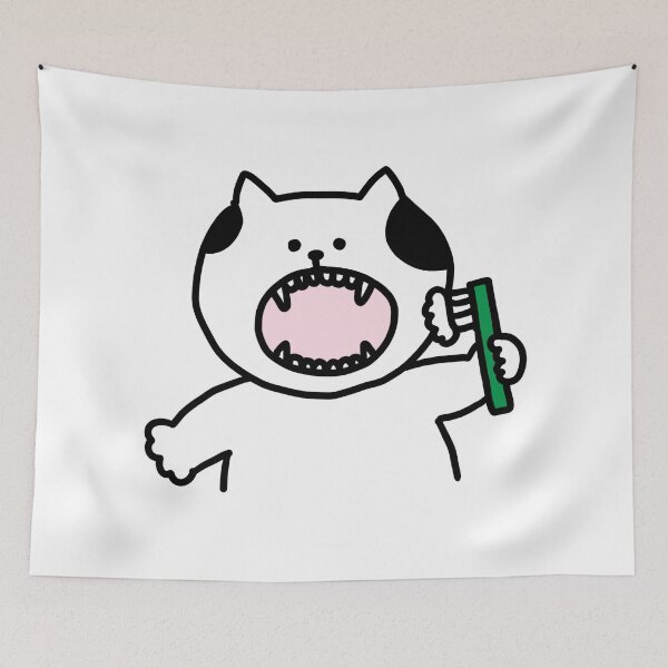 Item preview, a Cat brushing teeth designed and sold by superbaechoo.
