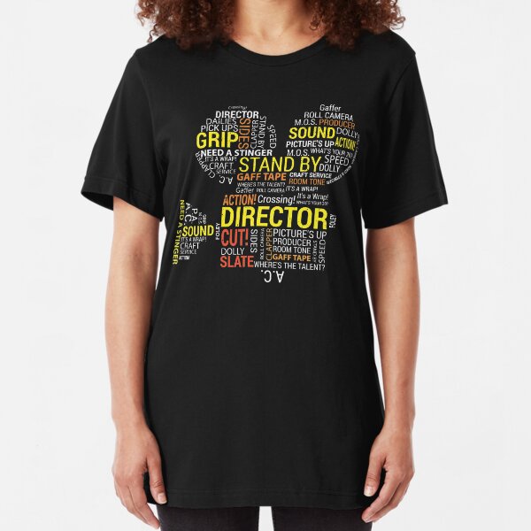 Filmmaker Cinematographer Director Cinematography Filmmaking Gifts - Camera with Word Cloud Slim Fit T-Shirt