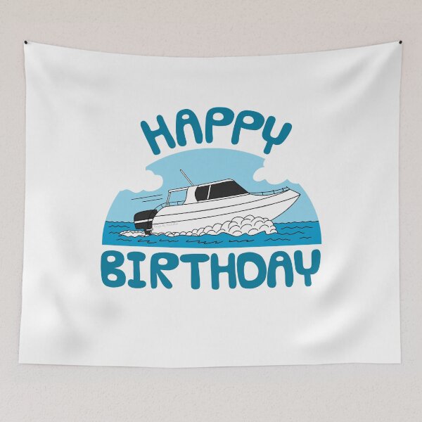 Item preview, Speedboat Happy Birthday Boat Sailing Enthusiast designed and sold by doodlerob.