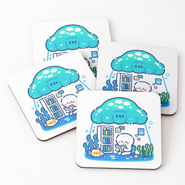 Item preview, A little jellyfish enjoying a cozy reading time at home designed and sold by Elinotes.