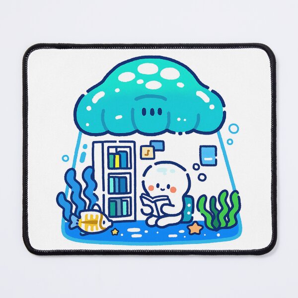 Item preview, A little jellyfish enjoying a cozy reading time at home designed and sold by Elinotes.