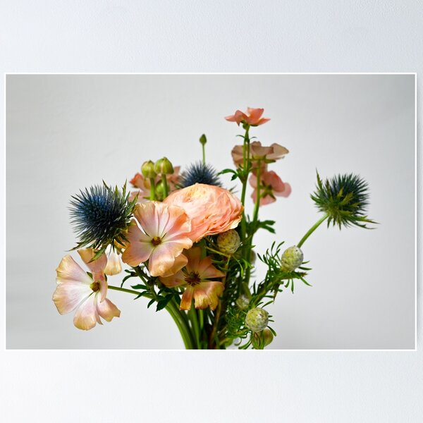 Item preview, Soft Pastel Flower Bouquet with Thistle and Ranunculus designed and sold by LukianArtPrint.