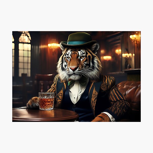 Item preview, Tiger, enjoys a dram (whisky) Edinburgh Pub designed and sold by Gmacamera Creations.