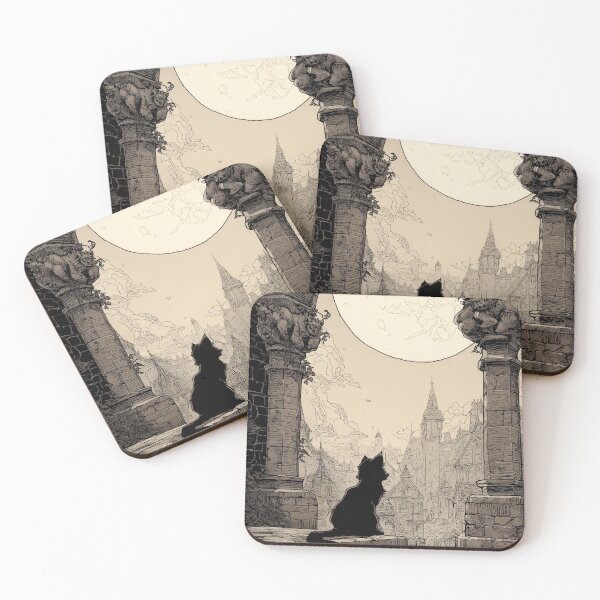 Item preview, Cat Staring at the Moonlit City designed and sold by TeeTribeWear.