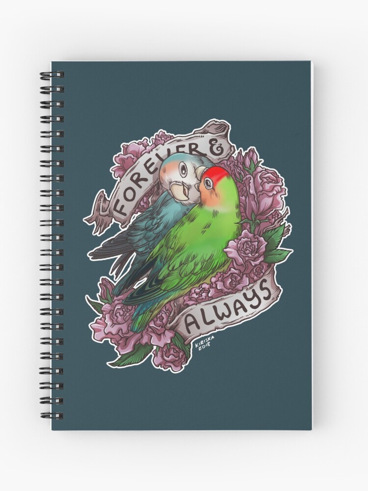 Forever And Always Peach Faced Lovebird Spiral Notebook - 