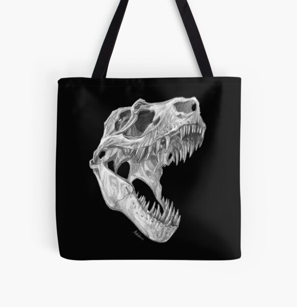 T-rex skull All Over Print Tote Bag