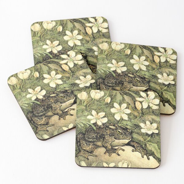 Item preview, Dutch Art Nouveau Toad and Dogwood Flowers Theo van Hoytema designed and sold by Pixelchicken.