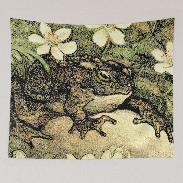 Item preview, Dutch Art Nouveau Toad and Dogwood Flowers Theo van Hoytema designed and sold by Pixelchicken.