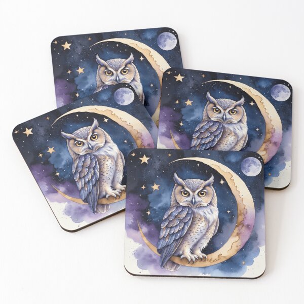 Item preview, Mystic Oracle Owl in Watercolor Night designed and sold by WaterBirdArt.