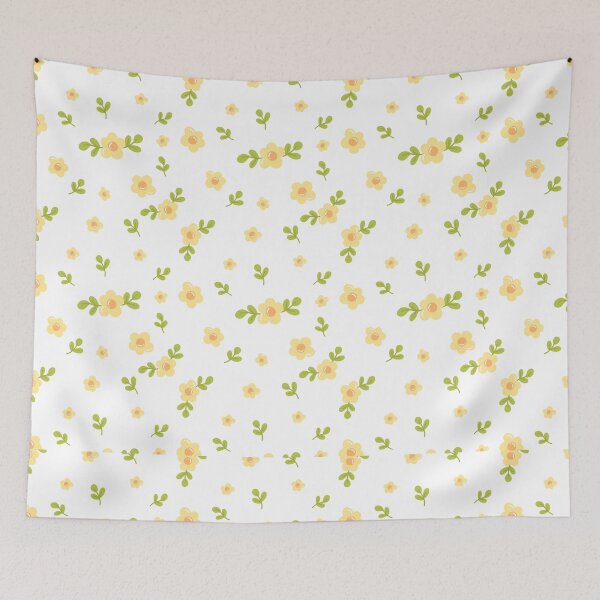 Item preview, Yellow Flowers and Green Leaf Pattern designed and sold by HanaiPrint.