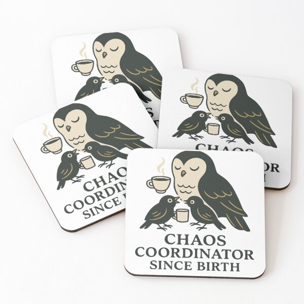 Item preview, Chaos Coordinator Owl with Coffee and Birds designed and sold by Lacritsa .