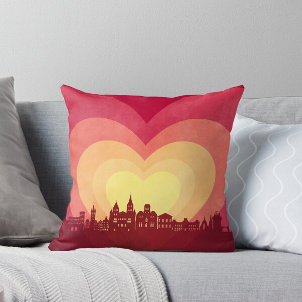 Item preview, Trier Germany Skyline Hearts Red Yellow designed and sold by ArtPrints.