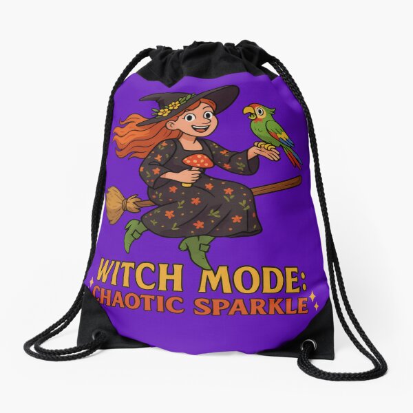 Item preview, Cute Witch on Broomstick with Parrot – Chaotic Sparkle Mode designed and sold by MysticArtisan.
