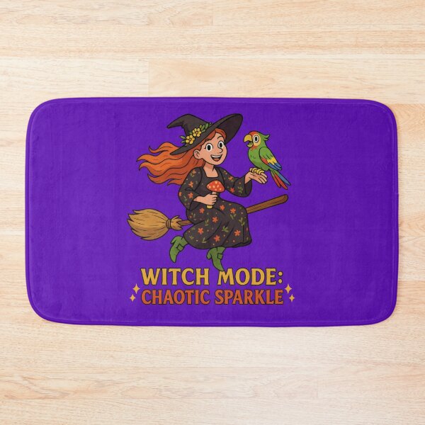 Item preview, Cute Witch on Broomstick with Parrot – Chaotic Sparkle Mode designed and sold by MysticArtisan.
