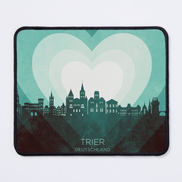 Item preview, Trier Germany Skyline Hearts Teal designed and sold by ArtPrints.