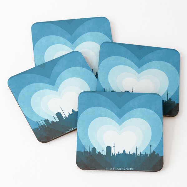Item preview, Hannover Germany Skyline Hearts Blue designed and sold by ArtPrints.