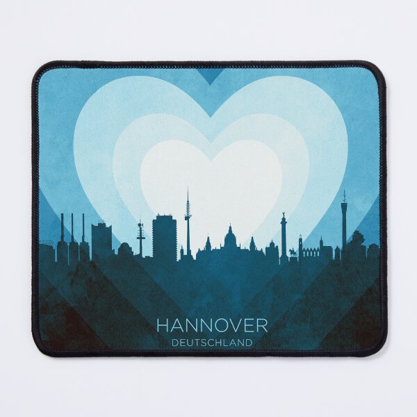 Item preview, Hannover Germany Skyline Hearts Blue designed and sold by ArtPrints.