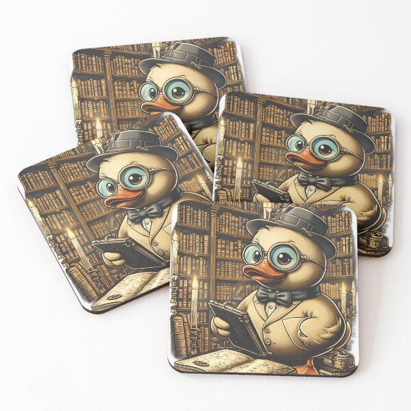 Item preview, Whimsical Duck Detective in Antique Library – Cozy Mystery Vibes designed and sold by TeeTimeTreasure.