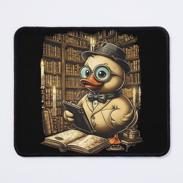 Item preview, Whimsical Duck Detective in Antique Library – Cozy Mystery Vibes designed and sold by TeeTimeTreasure.