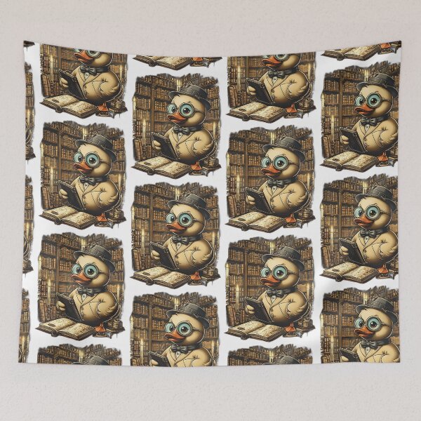 Item preview, Whimsical Duck Detective in Antique Library – Cozy Mystery Vibes designed and sold by TeeTimeTreasure.