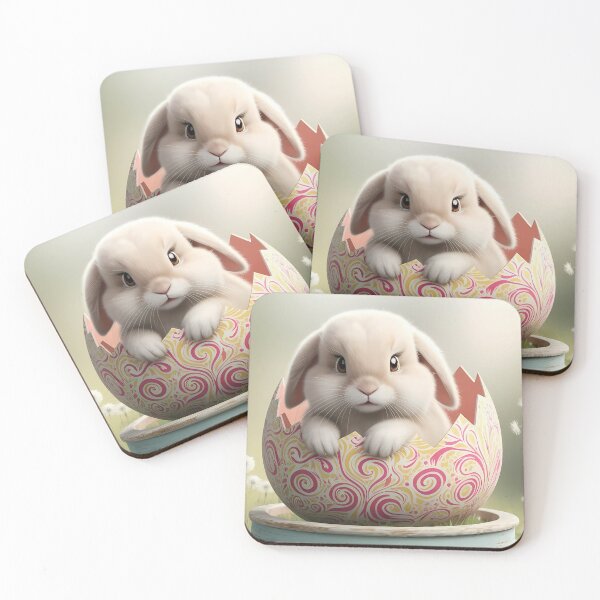 Item preview, Adorable Floppy-Eared Bunny Peeking Out of Egg - Playful Spring Bunny Art for Kids & Animal Lovers designed and sold by Shabby Script Archive | Digital Designer .