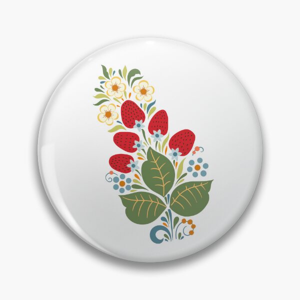 Item preview, Strawberry berries and flowers based on Khokhloma painting in Russian folk style. designed and sold by Olga Matskevich.