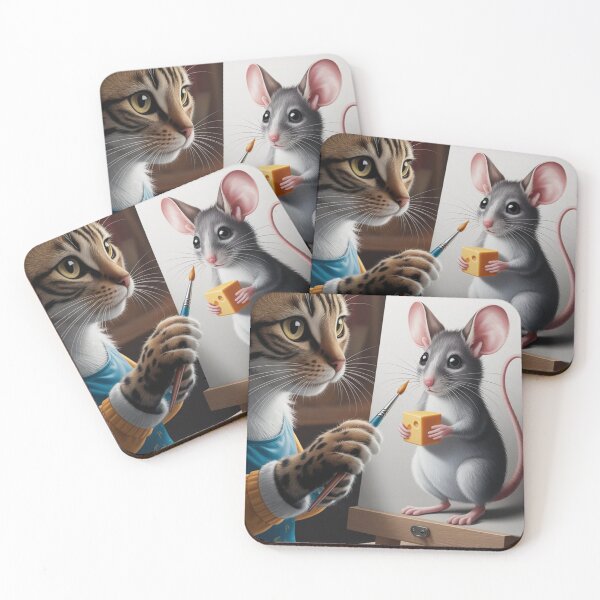 Item preview, Little mouse painter kitty with his cheese designed and sold by javierana71.