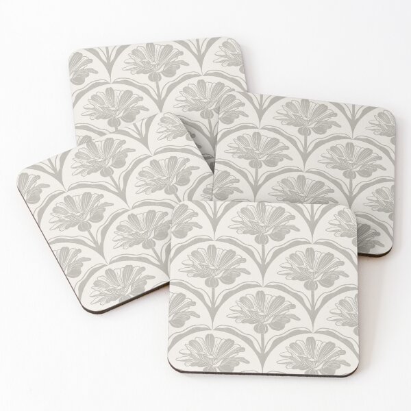 Item preview, Floral Scallop Block Print Pattern - Ibis White & Pussywillow designed and sold by chrisdembinski.