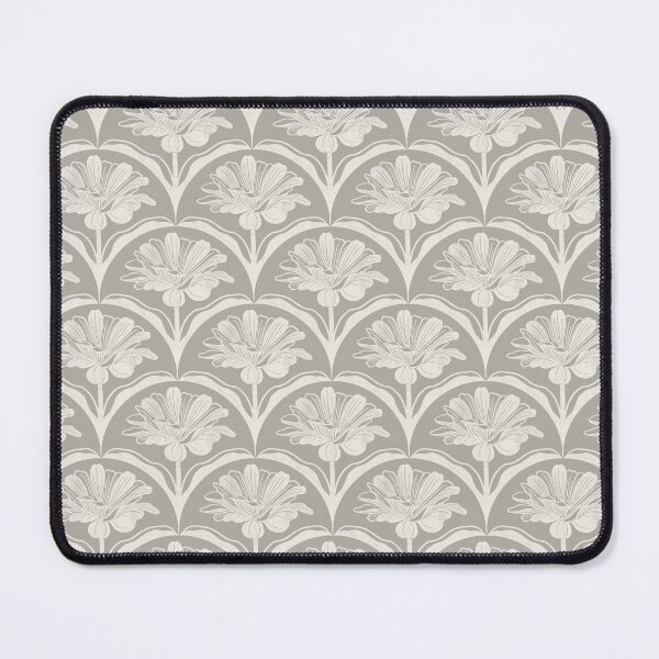 Item preview, Floral Scallop Block Print Pattern - Pussywillow & Ibis White  designed and sold by chrisdembinski.