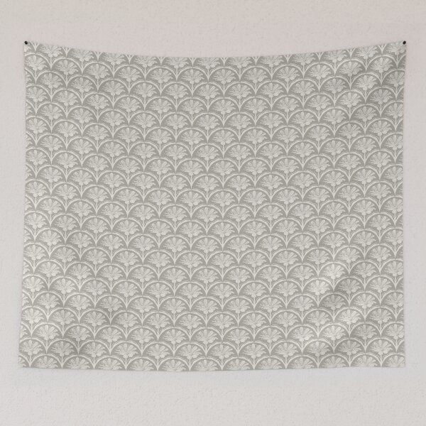 Item preview, Floral Scallop Block Print Pattern - Pussywillow & Ibis White  designed and sold by chrisdembinski.
