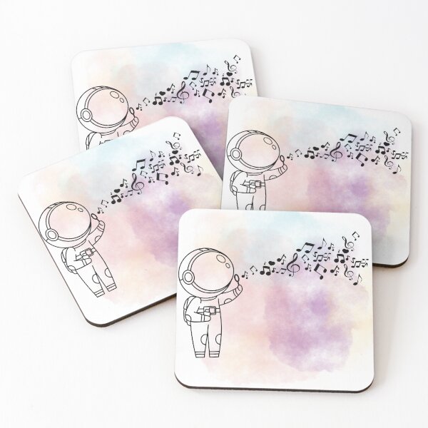Item preview, Astronaut blowing music notes - black designed and sold by LiskoDesign.