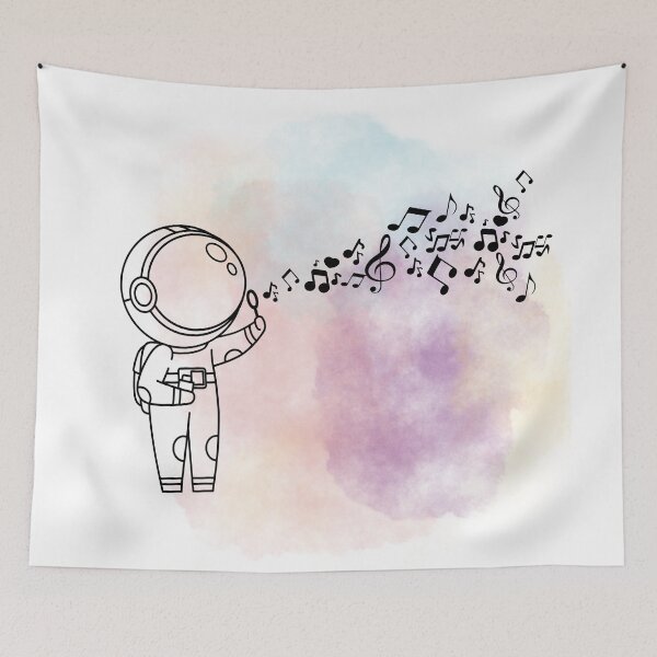 Item preview, Astronaut blowing music notes - black designed and sold by LiskoDesign.