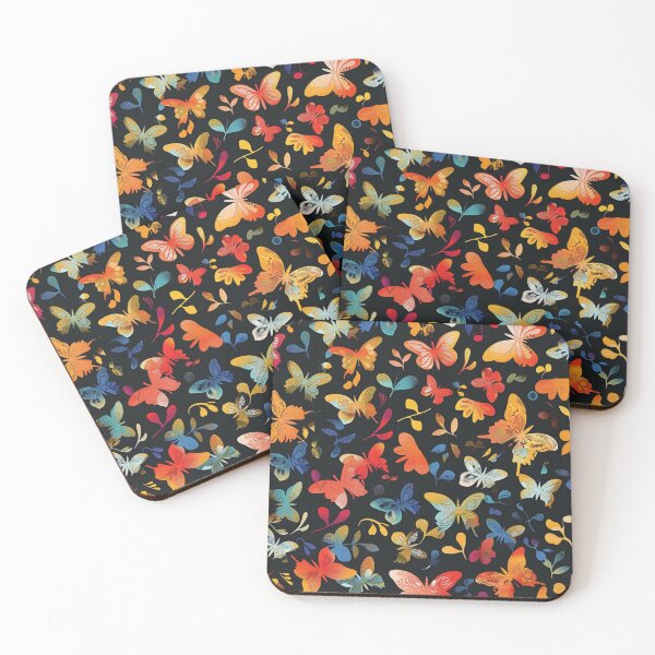 Item preview, Black neon colorful butterflies moth seamless forestcore pattern  designed and sold by cocomelon168.