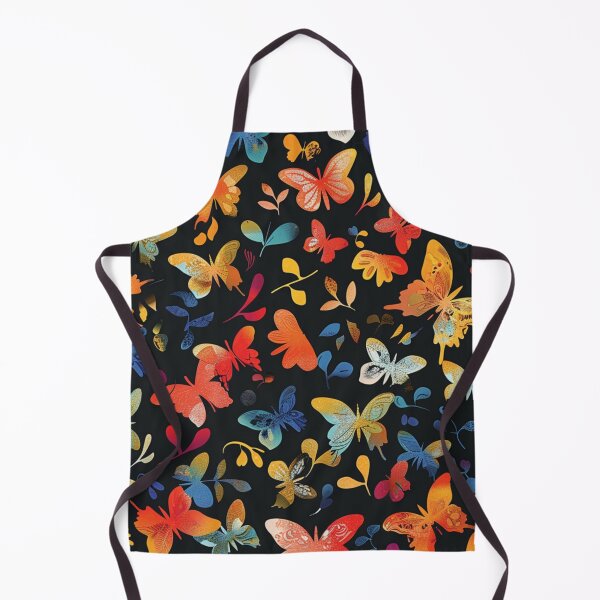 Aperçu de l'œuvre Motif de forêt sans couture avec papillons colorés au néon noir créée et vendue par cocomelon168.