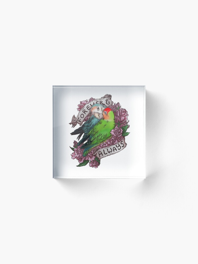 Alternate view of Forever and Always (peach-faced lovebird) Acrylic Block