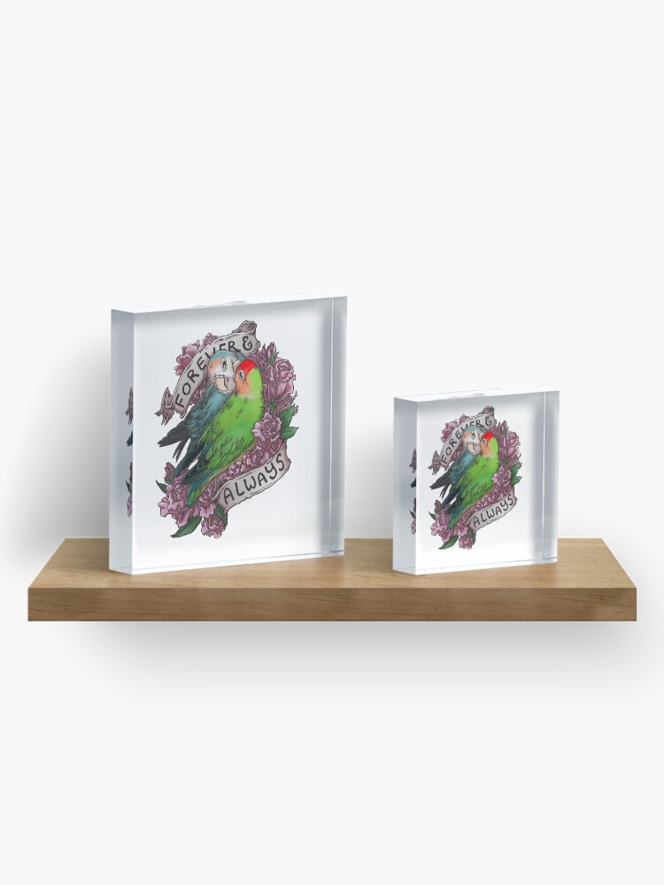 Alternate view of Forever and Always (peach-faced lovebird) Acrylic Block