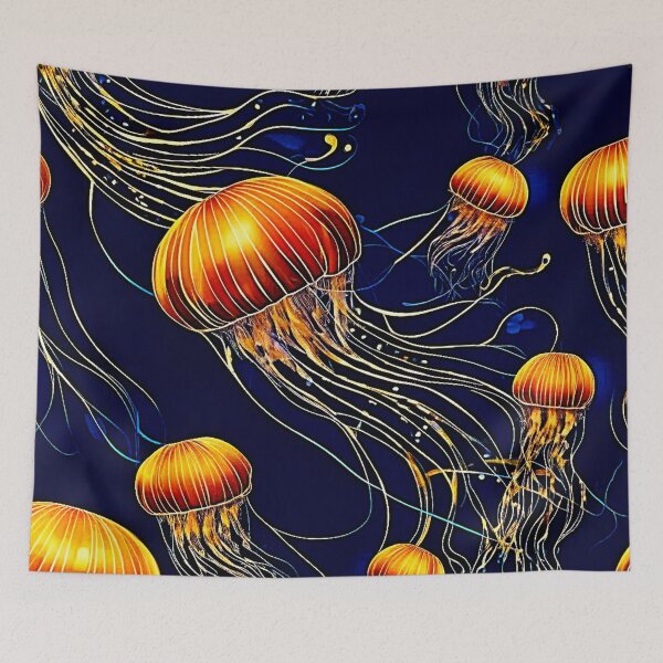 Item preview, Glowing Jellyfish Sea  designed and sold by Health And Fitness Posts e-Store.