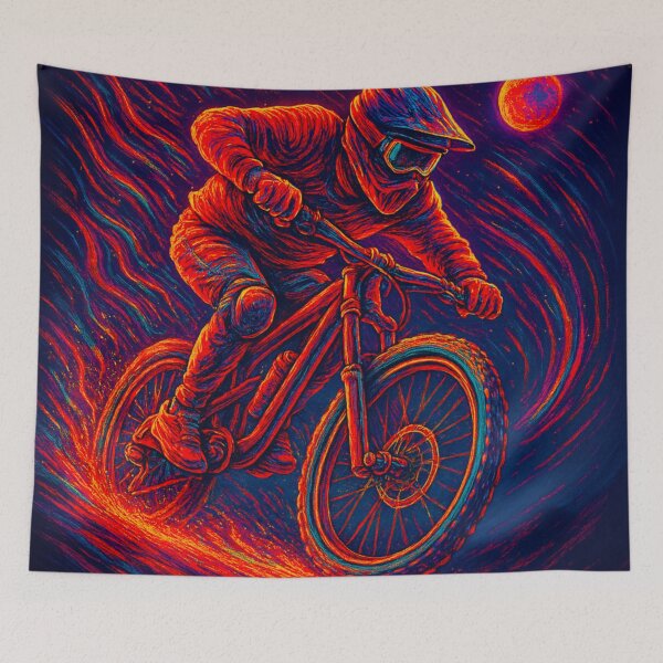 Item preview, Inferno Flow – Red, Blue & Orange MTB Design designed and sold by GrizzlyCollective.